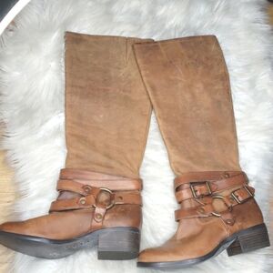 GB Distressed Leather Tall Riding boots